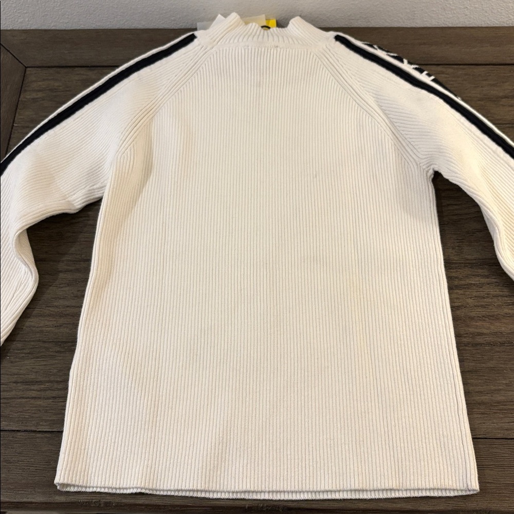 NWT [Marc Jacobs] Knitlogo Ribbed Sweater Stand-Up Collar White/Black Youth 12 - Picture 7 of 14